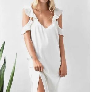Wayf, Ivory Ruffle Midi Dress